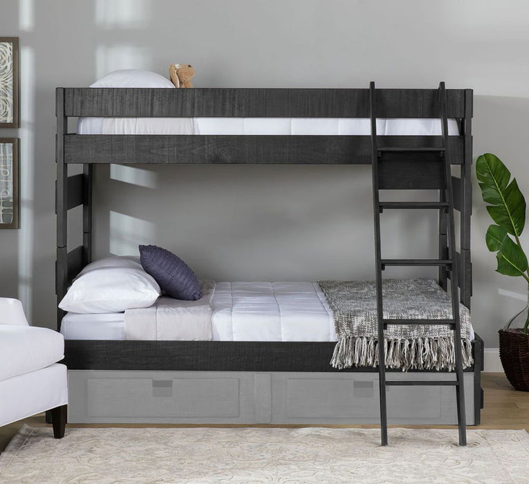 Elements International Vista Twin over Full Bunk Bed with Ladder in Grey - Vida Furniture (Laredo,TX)
