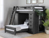 Elements International Vista Twin over Twin Super Loft Bed with Desk and Bookcase in Grey - Vida Furniture (Laredo,TX)