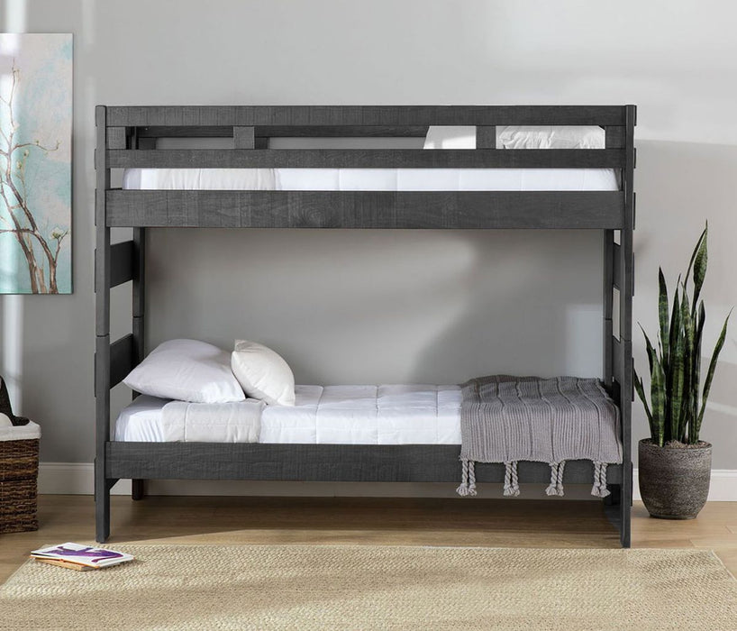 Elements International Vista High Top Twin over Twin Bunk Bed with Ladder in Grey - Vida Furniture (Laredo,TX)