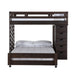 Elements International Vista Twin over Full Basic Loft Bed with Bookcase in Brown - Vida Furniture (Laredo,TX)