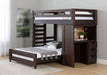 Elements International Vista Twin over Full Basic Loft Bed with Desk in Brown - Vida Furniture (Laredo,TX)