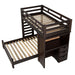 Elements International Vista Twin over Full Basic Loft Bed with Desk in Brown - Vida Furniture (Laredo,TX)