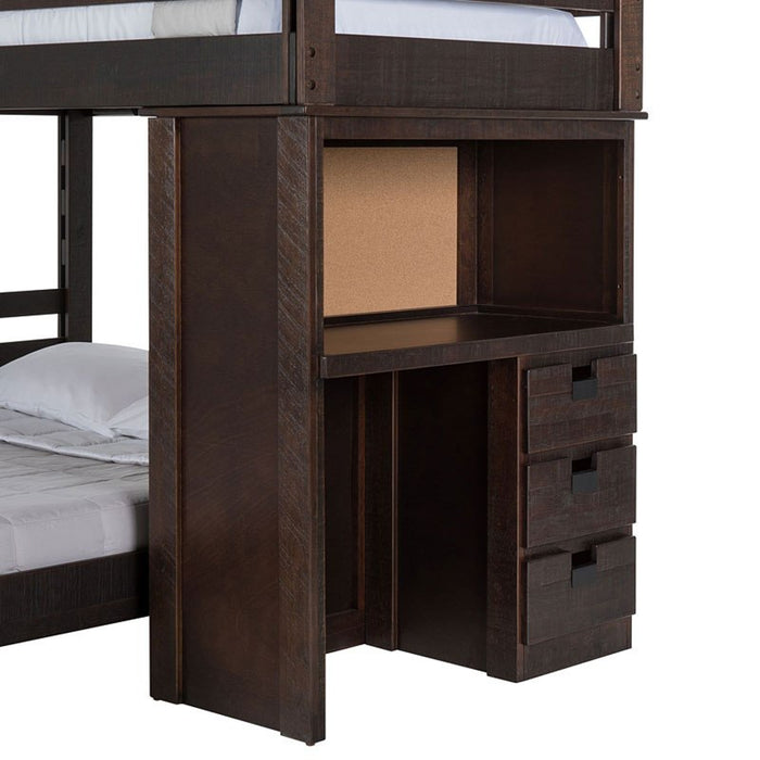 Elements International Vista Twin over Full Basic Loft Bed with Desk in Brown - Vida Furniture (Laredo,TX)
