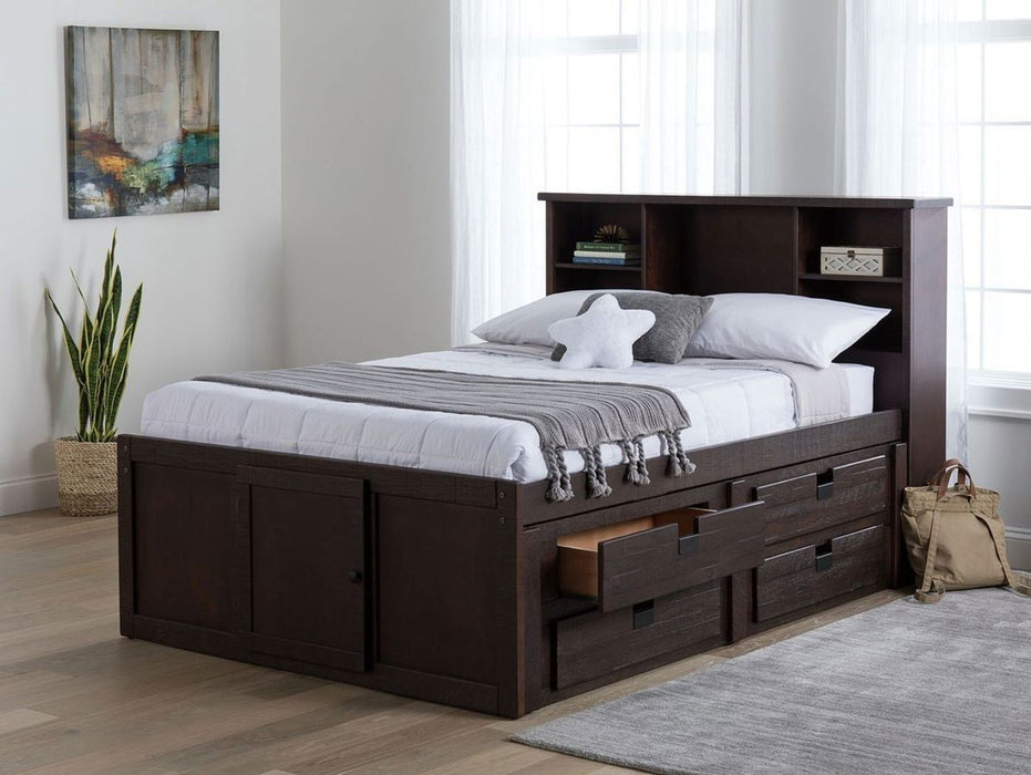 Elements International Vista Captain Bed Full Storage Bed in Brown - Vida Furniture (Laredo,TX)