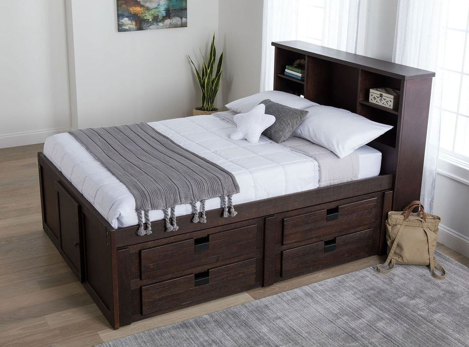 Elements International Vista Captain Bed Full Storage Bed in Brown - Vida Furniture (Laredo,TX)