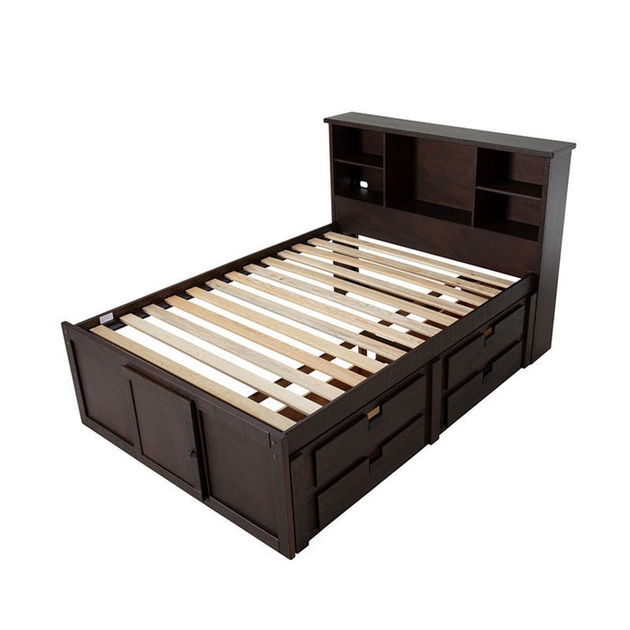 Elements International Vista Captain Bed Full Storage Bed in Brown - Vida Furniture (Laredo,TX)