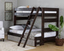 Elements International Vista Twin over Full Bunk Bed with Ladder in Brown - Vida Furniture (Laredo,TX)
