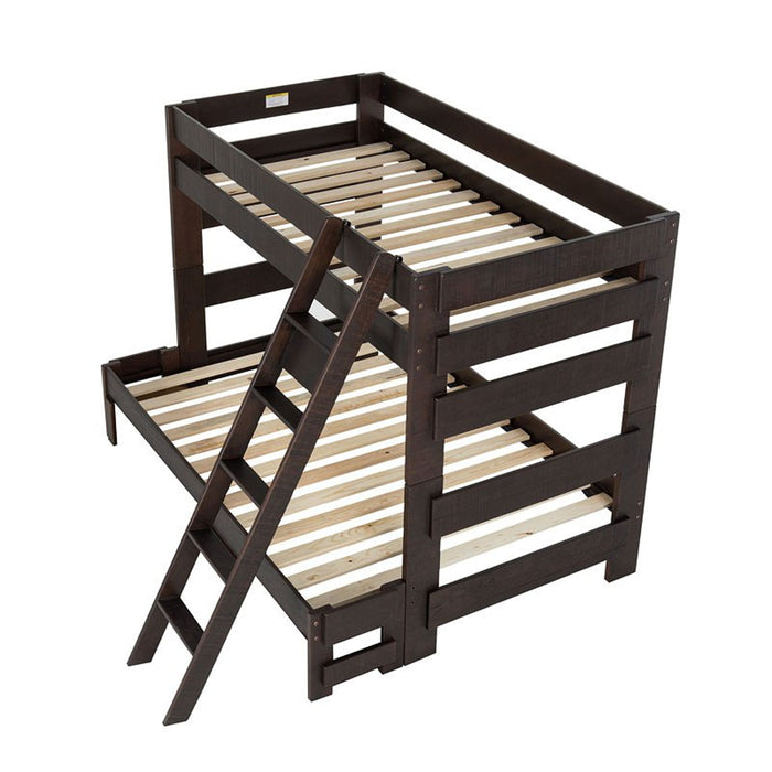 Elements International Vista Twin over Full Bunk Bed with Ladder in Brown - Vida Furniture (Laredo,TX)
