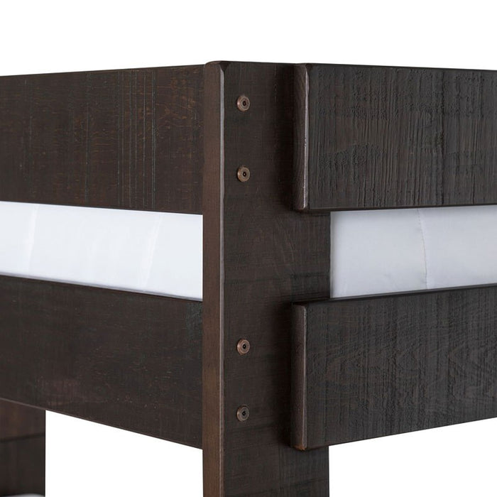 Elements International Vista Twin over Full Bunk Bed with Staircase in Brown - Vida Furniture (Laredo,TX)