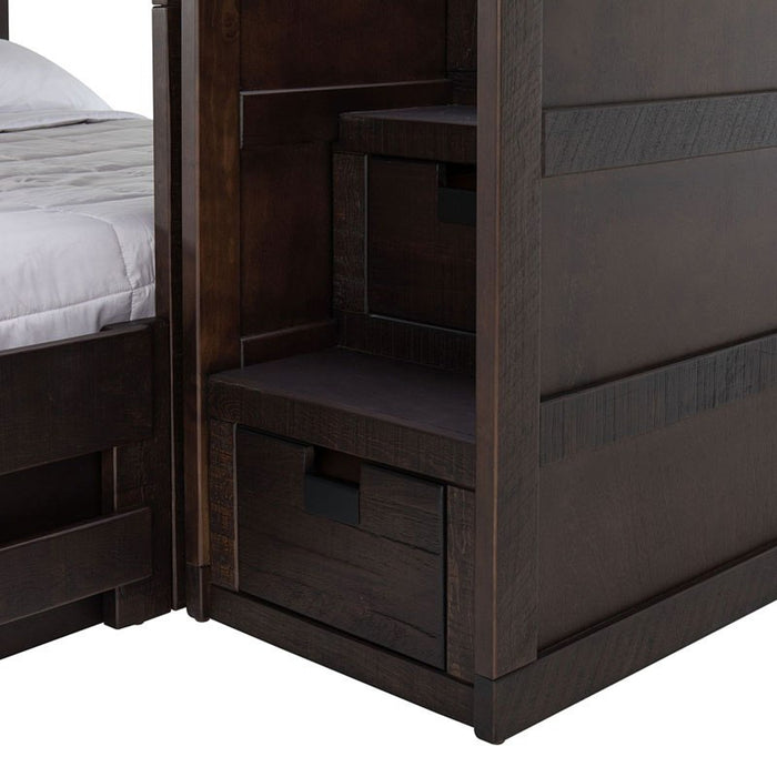 Elements International Vista Twin over Full Bunk Bed with Staircase in Brown - Vida Furniture (Laredo,TX)