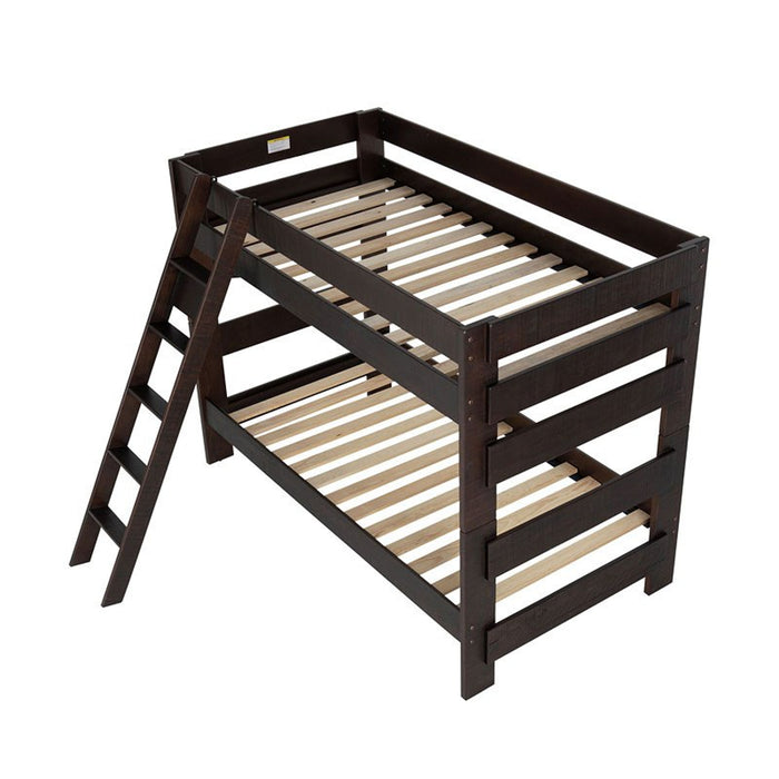 Elements International Vista Twin over Twin Bunk Bed with Ladder in Brown - Vida Furniture (Laredo,TX)
