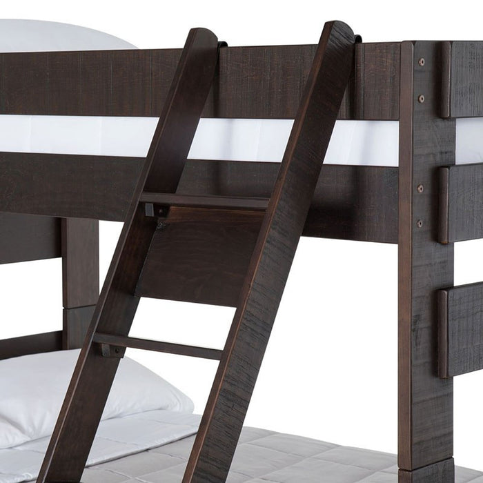 Elements International Vista Twin over Twin Bunk Bed with Ladder in Brown - Vida Furniture (Laredo,TX)