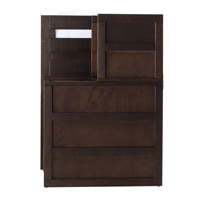 Elements International Vista Twin over Twin Bunk Bed with Staircase in Brown - Vida Furniture (Laredo,TX)