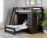 Elements International Vista Twin over Twin Super Loft Bed with Desk and Bookcase in Brown - Vida Furniture (Laredo,TX)