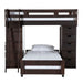 Elements International Vista Twin over Twin Super Loft Bed with Desk and Bookcase in Brown - Vida Furniture (Laredo,TX)
