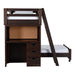 Elements International Vista Twin over Twin Super Loft Bed with Desk and Bookcase in Brown - Vida Furniture (Laredo,TX)