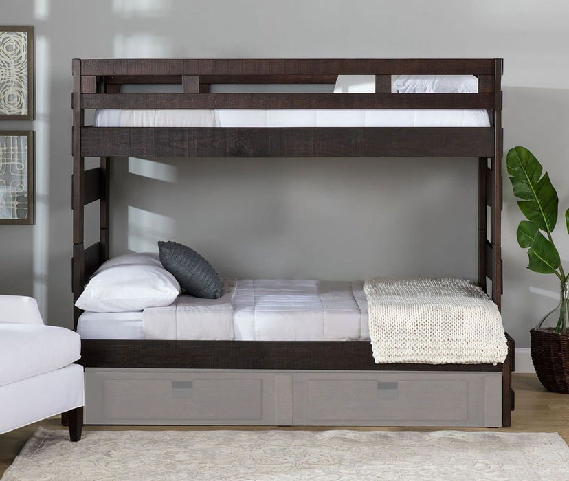 Elements International Vista High Top Twin over Full Bunk Bed with Ladder in Brown - Vida Furniture (Laredo,TX)