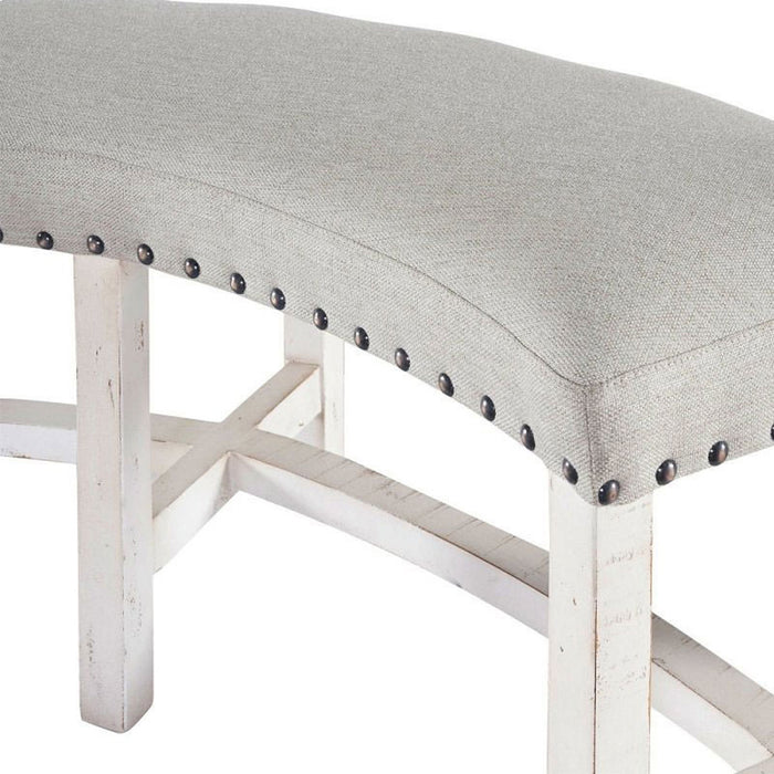 Elements International Condesa Round Bench in White - Vida Furniture (Laredo,TX)