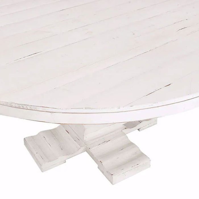 Elements International Condesa Round Dining Table in White - Vida Furniture (Laredo,TX)