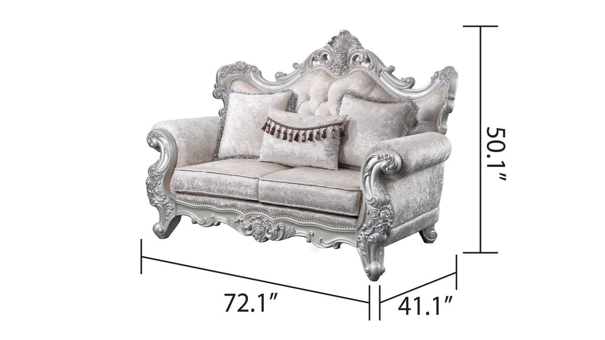 Galaxy Home Melrose Loveseat in Silver - Vida Furniture (Laredo,TX)