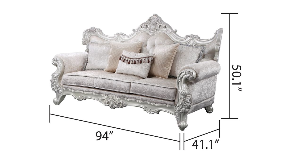 Galaxy Home Melrose Sofa in Silver - Vida Furniture (Laredo,TX)