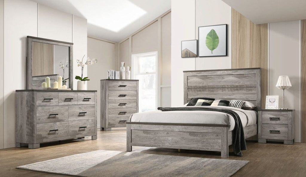 Elements International Millers Cove 2 Drawer Nightstand in Gray - Vida Furniture (Laredo,TX)