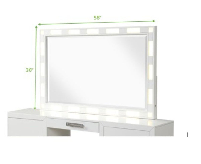 Galaxy Home Coco Solid Wood Mirror Milky White - Vida Furniture (Laredo,TX)
