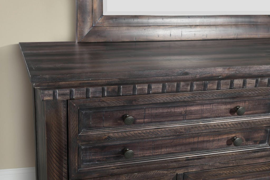 Elements International Morrison Dresser in Smokey Gray Oak Lacquer - Vida Furniture (Laredo,TX)