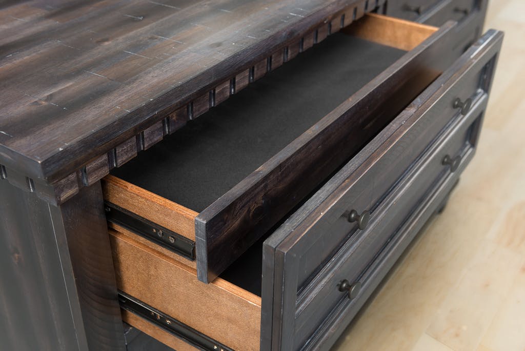 Elements International Morrison Dresser in Smokey Gray Oak Lacquer - Vida Furniture (Laredo,TX)
