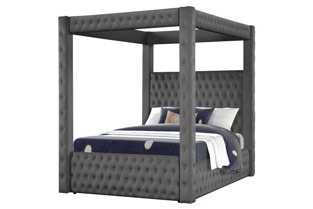Galaxy Home Monica King Bed in Gray - Vida Furniture (Laredo,TX)