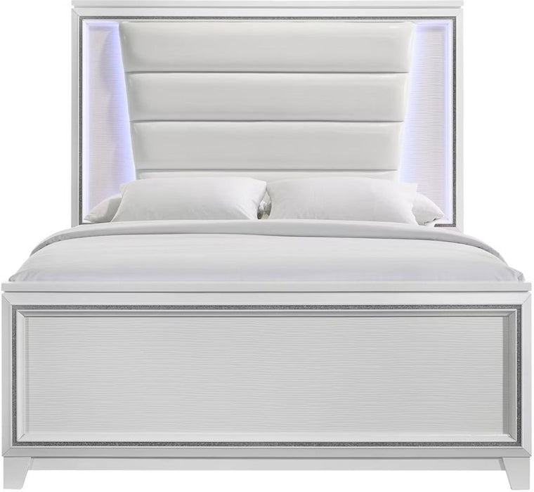 Elements International Moondance Queen Panel Bed in White - Vida Furniture (Laredo,TX)