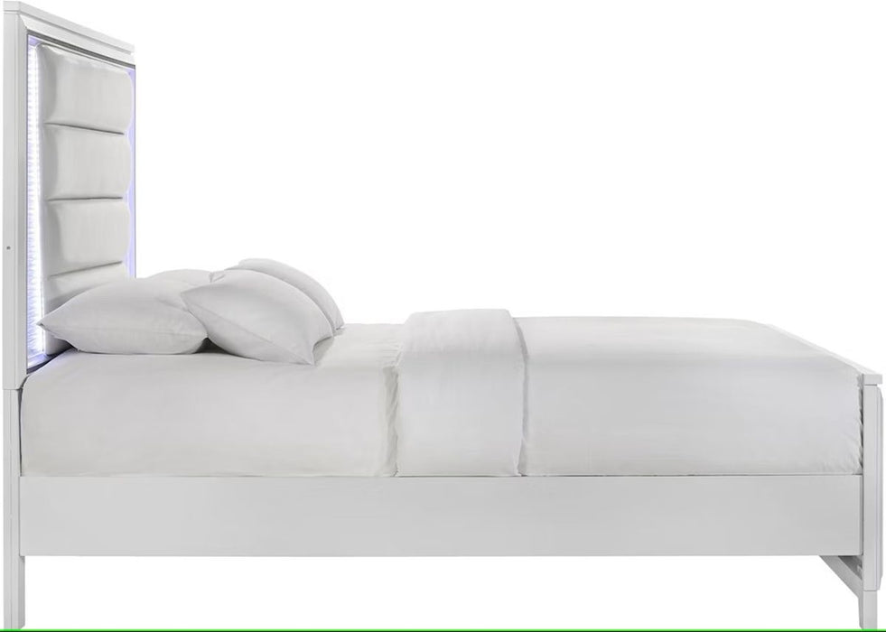 Elements International Moondance Queen Panel Bed in White - Vida Furniture (Laredo,TX)