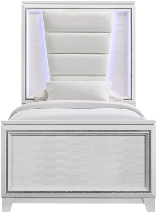 Elements International Moondance Twin Panel Bed in White - Vida Furniture (Laredo,TX)