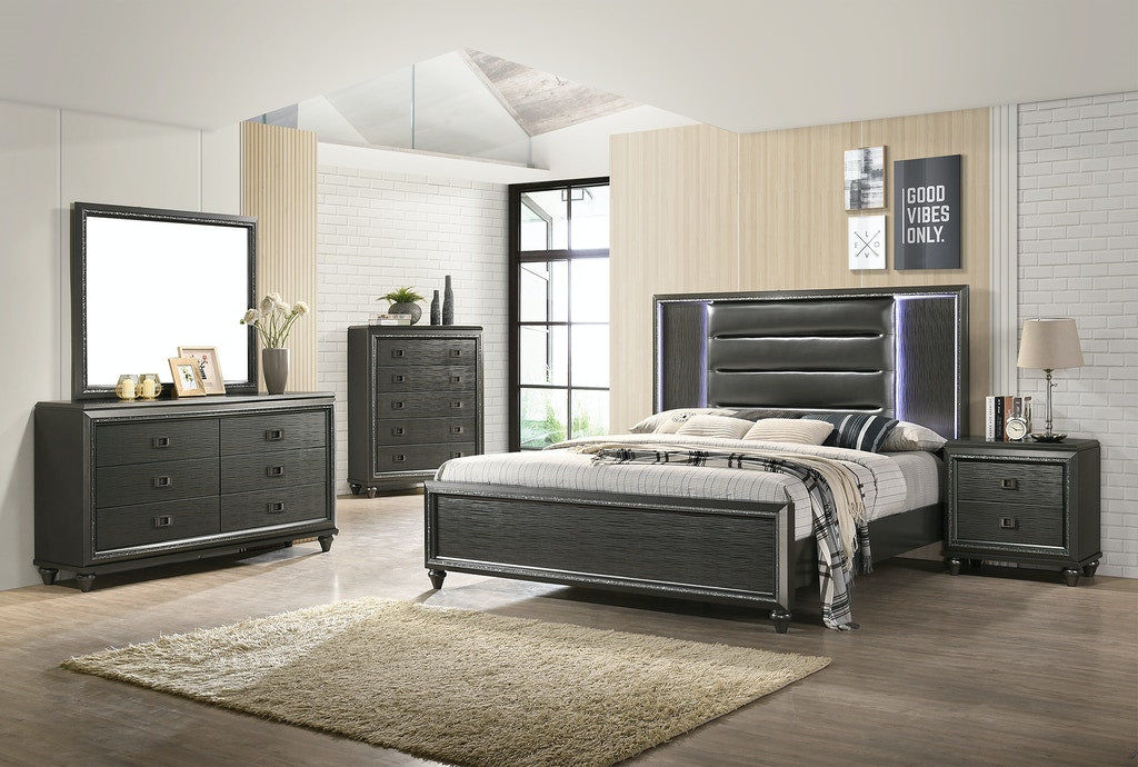 Elements International Moonstone 5 Drawer Chest in Gray - Vida Furniture (Laredo,TX)