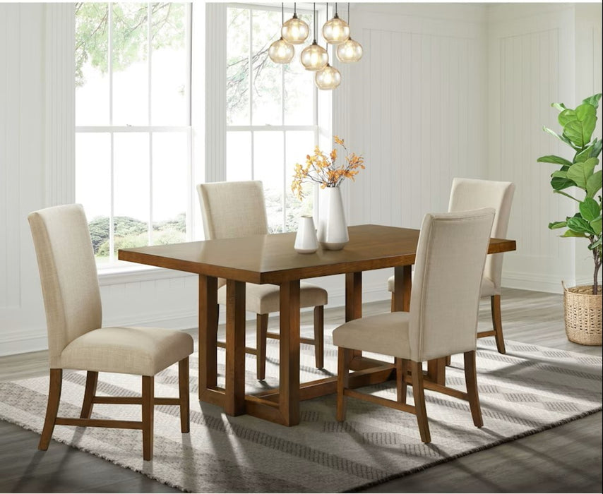 Elements International Morris Dining Table with Wood Top in Espresso - Vida Furniture (Laredo,TX)