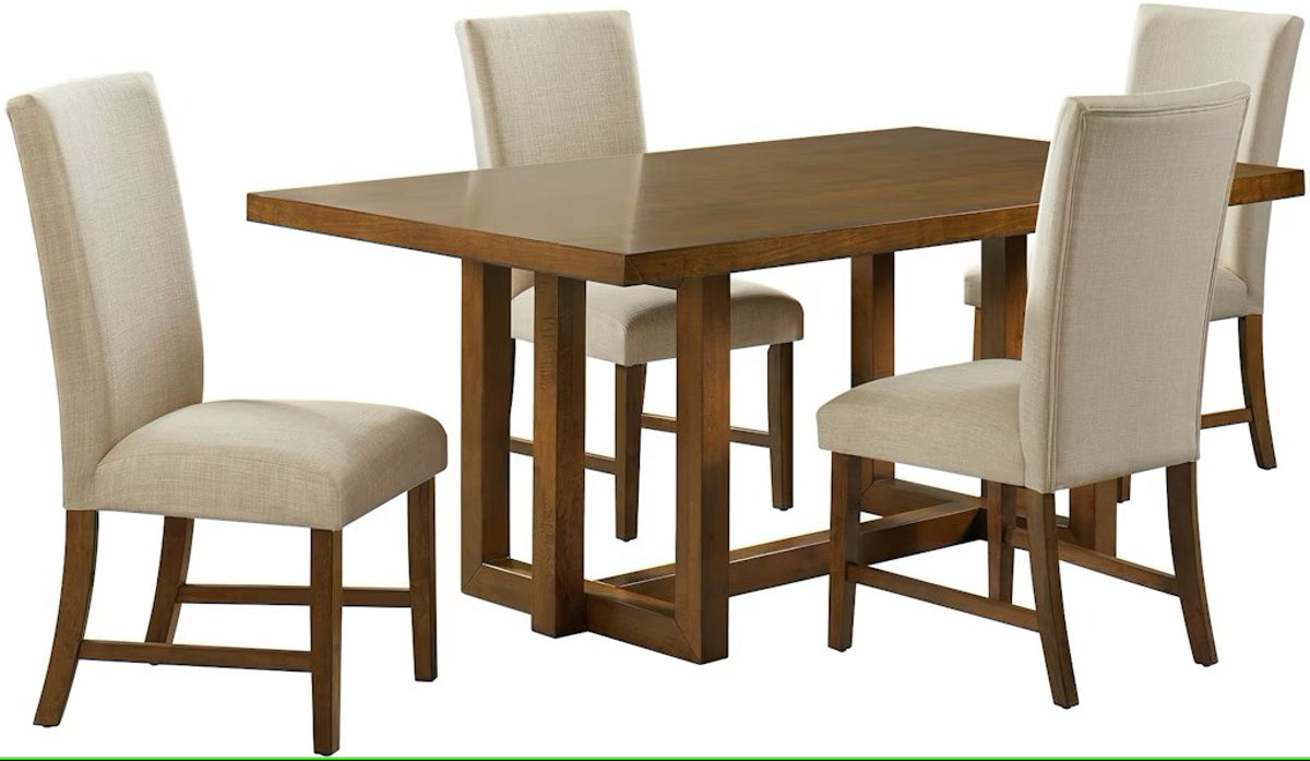 Elements International Morris Dining Table with Wood Top in Espresso - Vida Furniture (Laredo,TX)