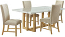 Elements International Morris Dining Table with Marble Top in Natural - Vida Furniture (Laredo,TX)