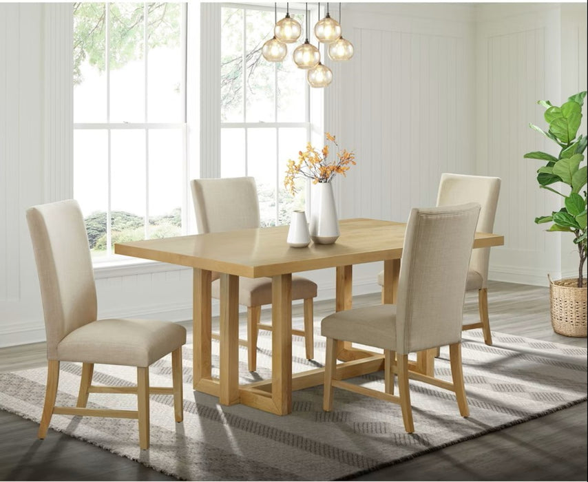Elements International Morris Dining Table with Wood Top in Natural - Vida Furniture (Laredo,TX)