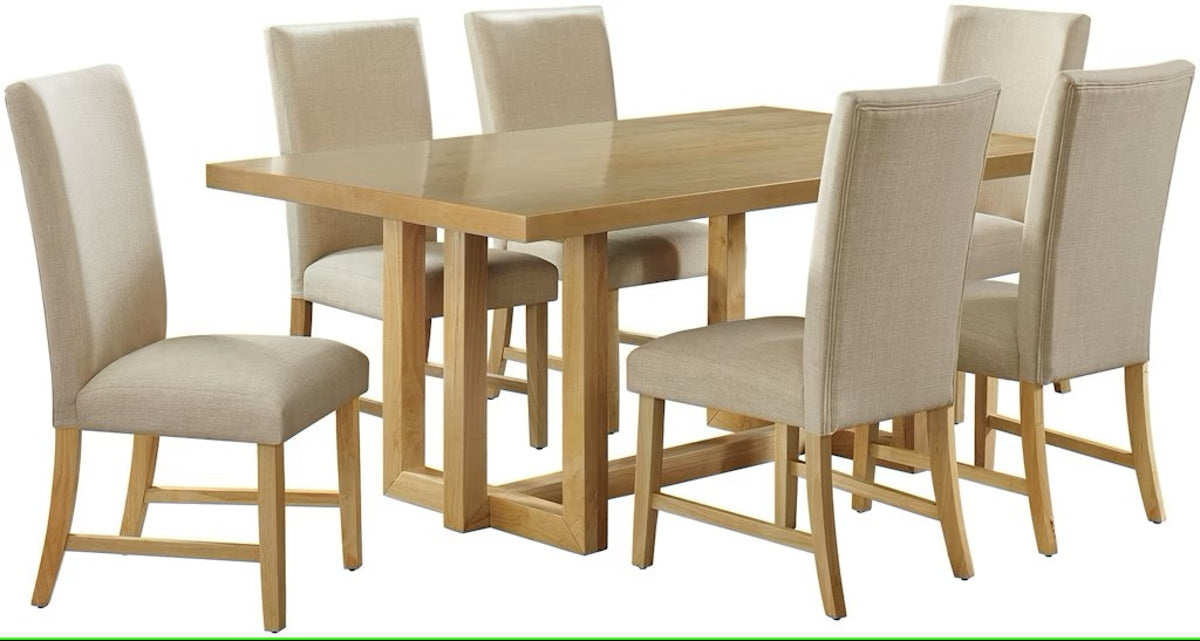 Elements International Morris Dining Table with Wood Top in Natural - Vida Furniture (Laredo,TX)