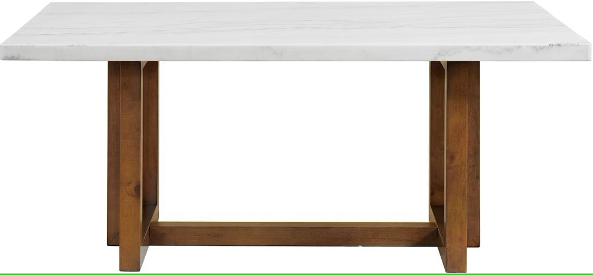 Elements International Morris Dining Table with Marble Top in Espresso - Vida Furniture (Laredo,TX)