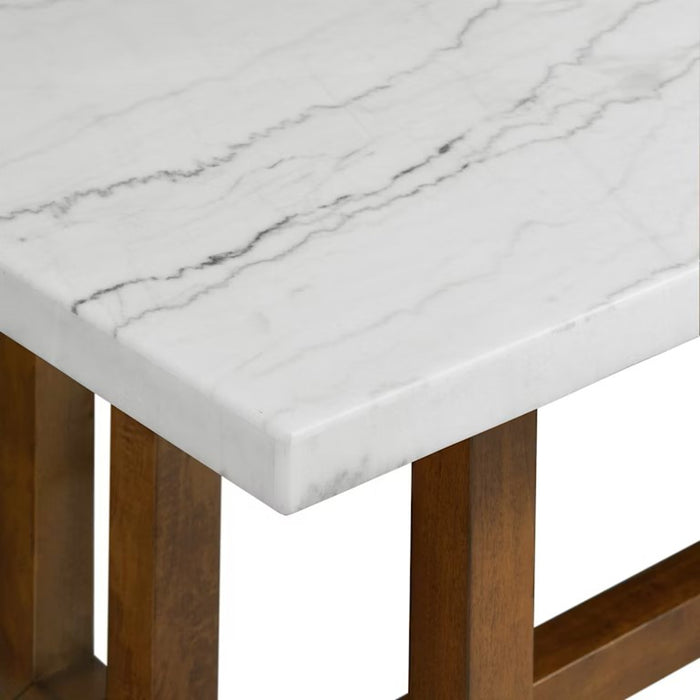 Elements International Morris Dining Table with Marble Top in Espresso - Vida Furniture (Laredo,TX)