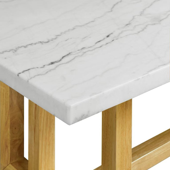 Elements International Morris Dining Table with Marble Top in Natural - Vida Furniture (Laredo,TX)