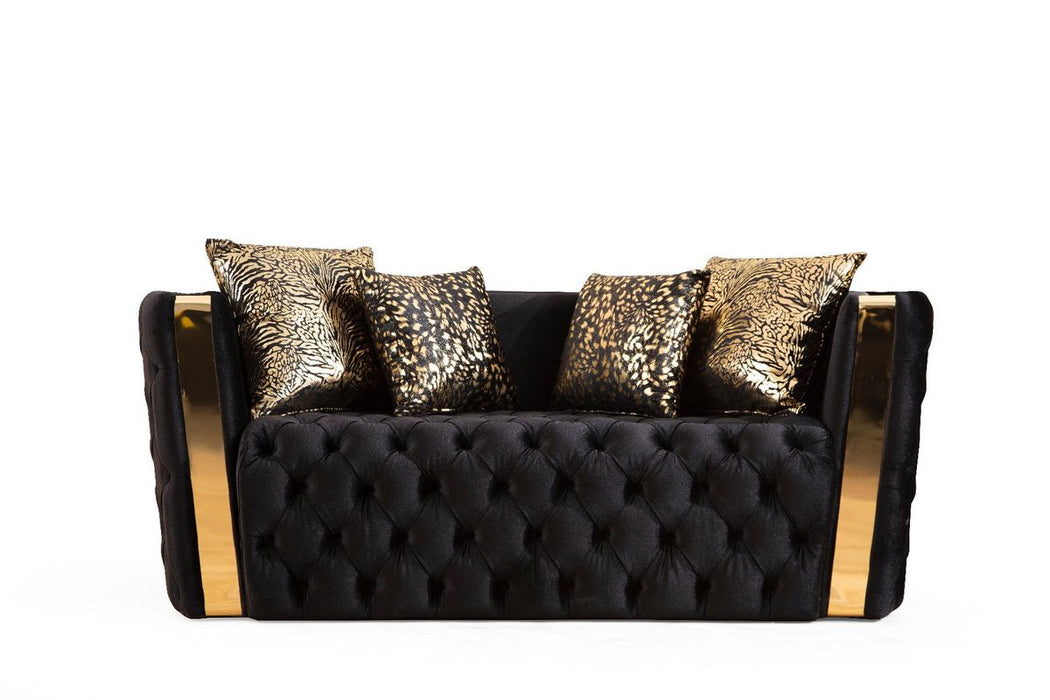 Galaxy Home Naomi Loveseat in Black - Vida Furniture (Laredo,TX)