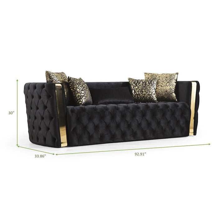 Galaxy Home Naomi Sofa in Black - Vida Furniture (Laredo,TX)