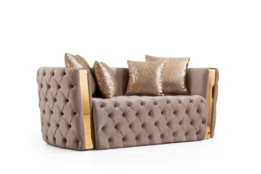 Galaxy Home Naomi Loveseat in Taupe - Vida Furniture (Laredo,TX)