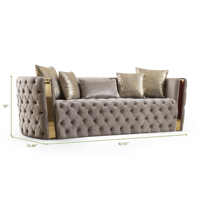 Galaxy Home Naomi Sofa in Taupe - Vida Furniture (Laredo,TX)