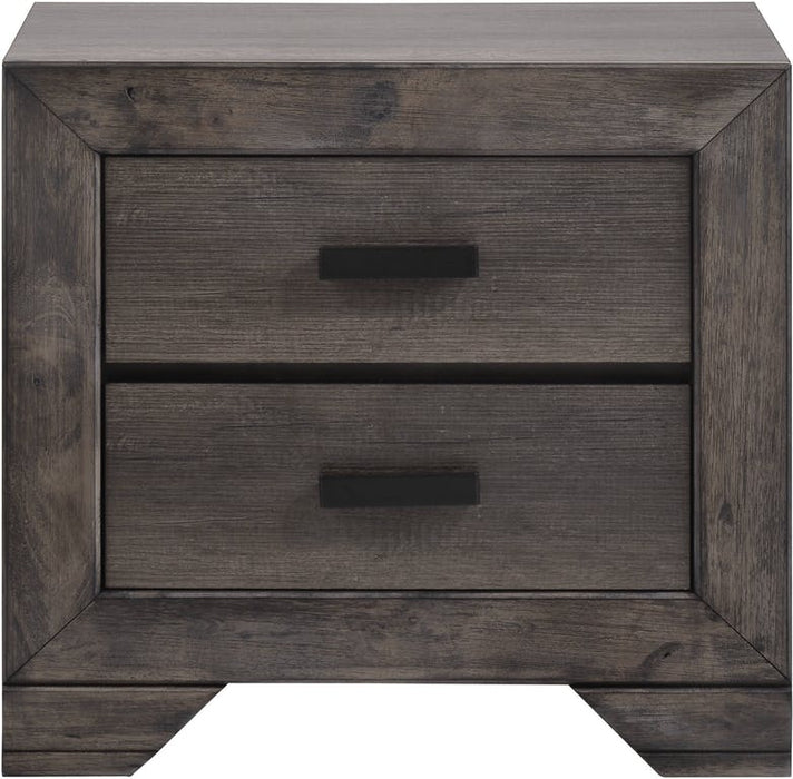 Elements International Nathan Night Stand in Gray Oak Lacquer - Vida Furniture (Laredo,TX)
