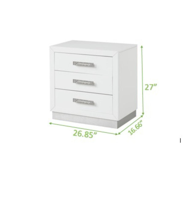 Galaxy Home Coco Nightstand in Milky White - Vida Furniture (Laredo,TX)