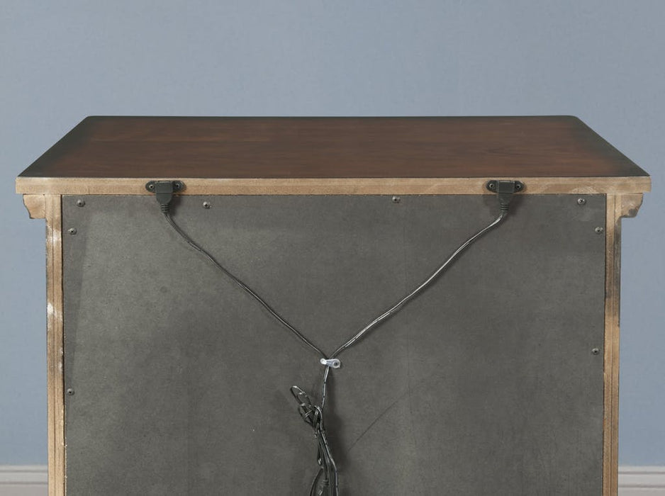 Elements International Kingston 3 Drawers Nightstand w/ Power in Walnut - Vida Furniture (Laredo,TX)