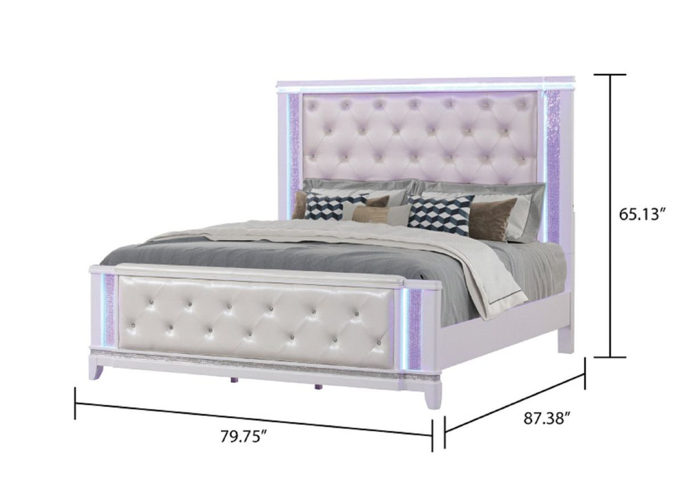Galaxy Home Opium King Bed in White - Vida Furniture (Laredo,TX)